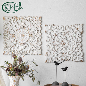 Decoración de pared estilo rústico americano, cuadrada, blanca, de MDF, para la sala de estar, decoración del hogar - Product Image 3