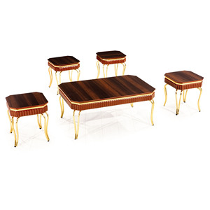 Juego de Mesa de Centro Moderno y Lujoso con Tapa de Madera y Estructura Metálica, Diseño Antiguo, Muebles para Sala de Estar, Decoración Duradera para el Hogar - Product Image 5