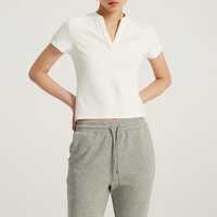 T-shirt à manches courtes pour femmes, col en V, épaule régulière, basique, confortable, Tencel, coton modal, sport, fitness