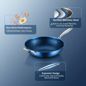 Juego de utensilios de cocina <span class=keywords><strong>Wok</strong></span> Edelstahl de acero inoxidable de 32cm de alta calidad con tapa - Product Image 3