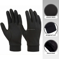 Gants de course thermiques en polaire, respirants, ultra fins, à doigts entiers, compatibles avec les écrans tactiles, pour le ski, le cyclisme, les sports de plein air, noirs