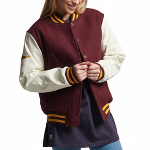 Venta caliente de alta calidad para mujer Varsity chaqueta al por mayor bombardero chaqueta de béisbol de gran tamaño mezcla de lana Letterman prendas de vestir exteriores - Product Image 1