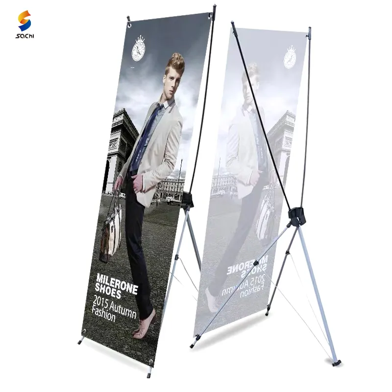 विज्ञापन एक्स बैनर आकार 60x160 cm 80x180 cm व्यापार शो के लिए कम कीमत स्टैंड एक्स बैनर खड़े हो जाओ