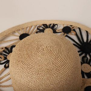 2025 New Arrival Spring Summer Women Elegant Flower Raffia Straw <b>Hat</b> Wide Brim Travel Beach Hollow Out Floppy Sun <b>Hat</b> - Product Image 4