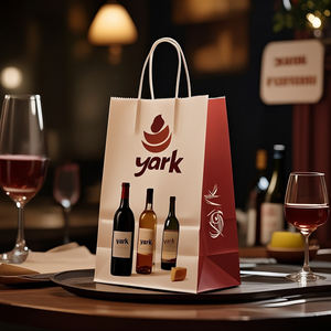 Sac en papier kraft biodégradable avec poignée, impression personnalisée du logo, pour la restauration, les ventes à emporter, les supermarchés et les expositions - Product Image 4