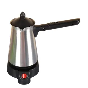 Body Stainless Steel 0.6L Electric Coffee Pot 800W Mini Cordless Turki Kopi dengan Foldable Handle