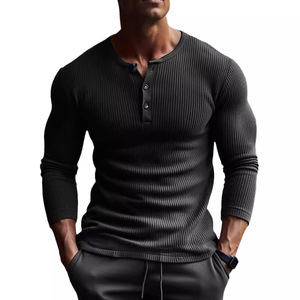 2025 Fábrica al por mayor Estilo Europeo Americano Fitness Relajación Color sólido Diseño de punto suelto Cuello en V de moda para hombres - Product Image 5