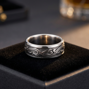 Anillos de Compromiso y Matrimonio Ovalados de Acero Inoxidable con Baño de Oro Rosa, Modernos y Personalizados para Hombre, de UM Jewelry, para Uso Diario y Regalo - Product Image 3