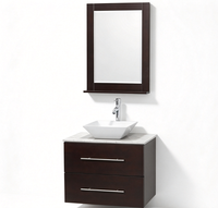 Ensemble de meuble-lavabo mural moderne en MDF laqué avec miroir LED intégré pour salle de bain, idéal pour appartement