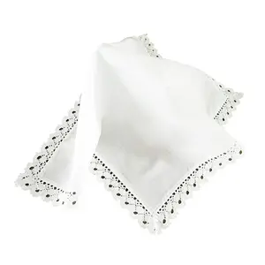 wholesales custom embroidered lady's lace 100 cotton handkerchiefs in white color for wedding party