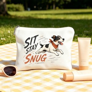 Borsa Cosmetica con Stampa 'Sit Stay Snug Dog' per Mamme, Figlie, Amiche, Adolescenti, Regalo Ideale, Pochette per Toilette, Borsa Regalo per Donne - Product Image 1