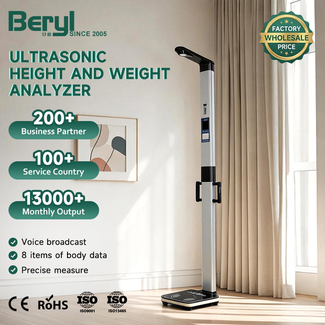 Ultrasonic Sensor 200KG Printing Function Precision Measuring Smart Digital Body Composition Height and Weight Scale for Human