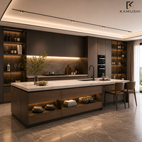 Îlot de cuisine moderne modulaire avec évier, personnalisation complète de la maison, conception gratuite sur mesure