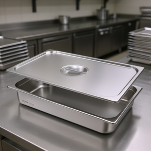 Olla de vapor comercial Vevor de 4 pulgadas de profundidad, de acero inoxidable, con tapa y diseño antideslizante para uso en catering. - Product Image 2