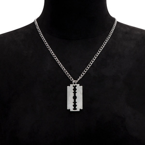 Collier lame en alliage de zinc argenté, pendentif unisexe, accessoire de style hip-hop, bijoux chaîne - Product Image 1