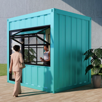 Kiosque de service commercial personnalisé en conteneur, bar à café, avec fenêtre de service et porte vitrée