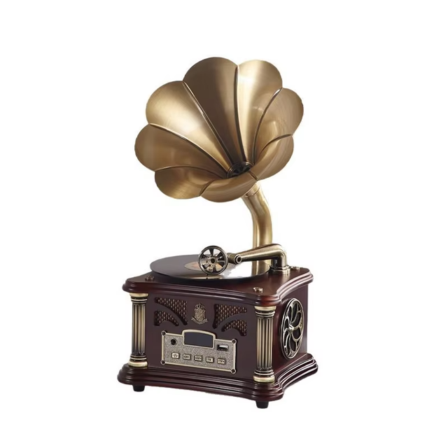Wireless Vintage Gramophone Speaker BT USB FM Radio 3 Speed Turntable Record Player Playback Home Audio Decor Wood Hot Sale