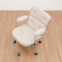 Chaise de bureau de direction à dossier moyen en cuir PU de haute qualité, design moderne, pivotante, inclinable, réglable en hauteur, en aluminium