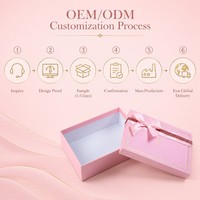 Boîte cadeau personnalisée avec nœud en ruban rose, nœud en satin, bande pailletée, couvercle ondulé gaufré, bordure dorée, emballage pour cosmétiques et soins de la peau