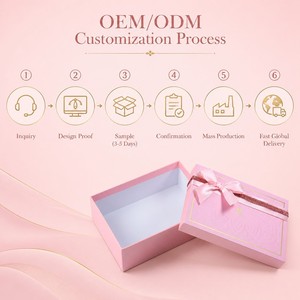 Caja de Regalo Personalizada con Lazo Rosa, Lazo de Satén, Banda Brillante, Tapa con Ondas en Relieve, Borde Dorado, Embalaje para Cosméticos y Cuidado de la Piel - Product Image 6