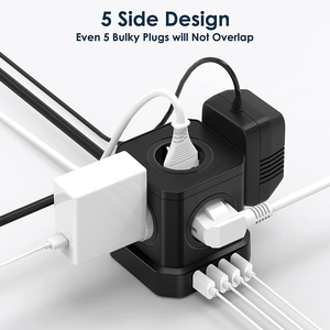 <strong>USB</strong> C Cube <strong>Extension</strong> <strong>Lead</strong> 5 Way Cube Power Strip with 4 <strong>USB</strong> Slots Multi Plug <strong>Extension</strong> - Product Image 3