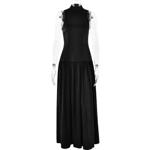 Vestido de noche sin mangas, espalda descubierta, largo, de satén, con cintura natural, para mujer - Product Image 5