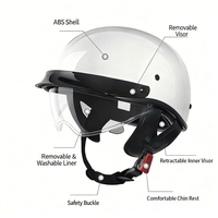 Casque de moto d'été homologué DOT, en matériau ABS, casque ouvert demi-face pour hommes et femmes