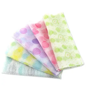 Long Nylon Korean Japanese Bath Scrub Towels Exfoliating Body Wash Cloth for Back skin massage sponge scrubber