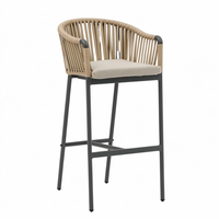 Chaise haute de patio extérieure de style nordique, en aluminium imperméable avec corde tressée, chaise de restaurant, chaise de bar pour meubles de jardin