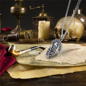 Collar con Colgante de Calavera de Acero Inoxidable Estilo Gótico para Hombre, Joyería <span class=keywords><strong>Sons</strong></span> of <span class=keywords><strong>Anarchy</strong></span>, Regalo de Navidad - Product Image 5