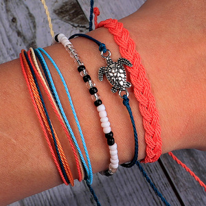 Thời Trang Có Thể Điều Chỉnh Sáp Chủ Đề Dây Rùa Biển Vòng Đeo Tay Quyến Rũ Không Thấm Nước Handmade Tình Bạn Sáp Dây Chuỗi Vòng Đeo Tay Cho Phụ Nữ - Product Image 2