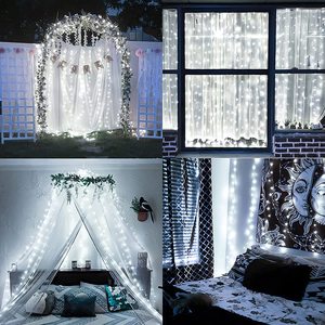 3x3m 9.8ft USB Hook Holiday Party Decoration String Cool/WarmWhite <b>Ball</b> Curtain Fairy <b>LED</b> with Lights - Product Image 4