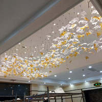 Lustre en verre en forme de feuille d'érable personnalisé pour grand hall d'hôtel, salle de banquet, projet d'éclairage BGST