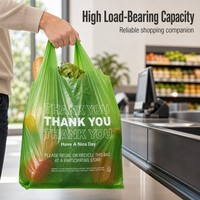 Sacs en T-shirt en HDPE vert personnalisés, imprimés, recyclables, imperméables, pour la vente en gros, les courses, l'épicerie, la vente au détail et les plats à emporter