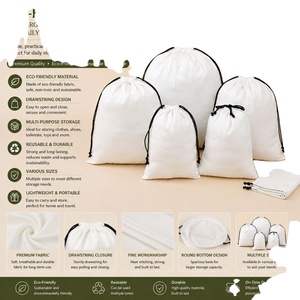 Sac en tissu de coton écologique de luxe à fond rond avec cordon de serrage pour le rangement quotidien - Product Image 1