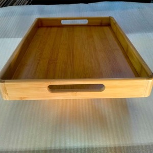 Plateau de service en bambou rectangulaire, couleur naturelle, style simple, pour service à thé et dîner - Product Image 2
