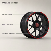 Jantes en alliage forgé personnalisées à 7 branches, noir mat avec bord rouge, 19, 20, 21, 22 pouces pour McLaren 720S