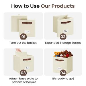 En gros, Cubes de rangement pliables en tissu pour la maison, organisateurs de vêtements, paniers de rangement avec doubles poignées, boîtes de rangement - Product Image 5
