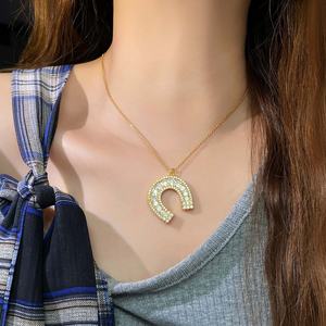 Collar de Herradura Moderno con Circonitas Cúbicas y Baño de Oro de 18K para Mujer, Joyería de Moda, Regalo - Product Image 6