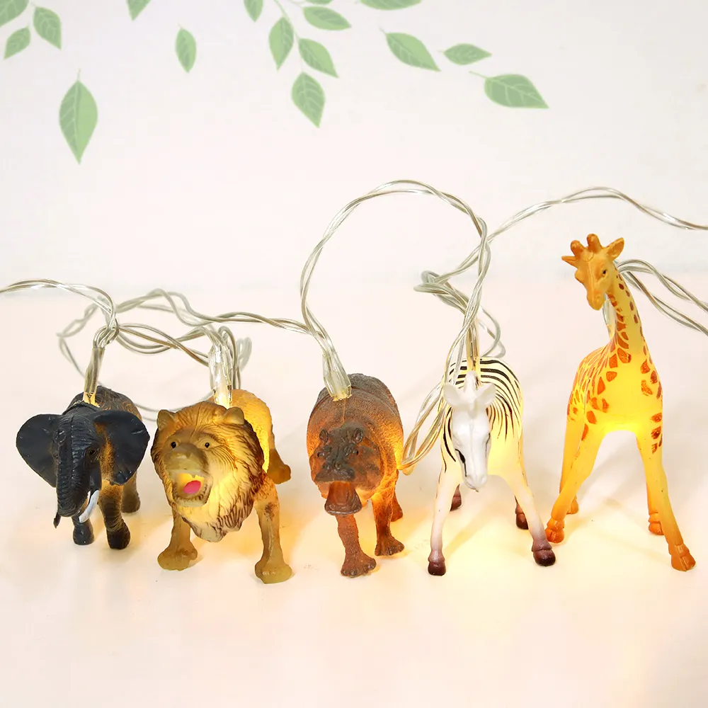 Guirlande lumineuse Led en plastique, Lion, éléphant, girafe, zèbre, hippopotame, pour chambre d'enfants, décoration de fête