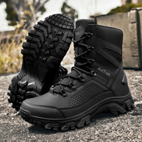 Bottes de randonnée tactiques imperméables en cuir synthétique marron désert, montantes, pour l'extérieur et le trekking dans le désert