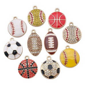 Colgante deportivo de bola de aleación con incrustaciones de diamantes y diseño de gota de aceite, accesorio DIY para la fabricación de collares y llaveros, fornitura de joyería - Product Image 1