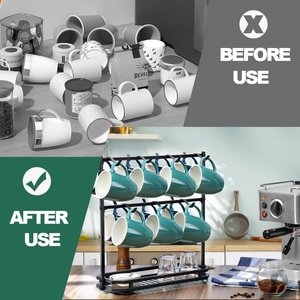 Armadi Organizer a parete in acciaio inossidabile lucidato a 2 livelli grande tazza <span class=keywords><strong>da</strong></span> caffè espositore scatola di immagazzinaggio per <span class=keywords><strong>cucina</strong></span> per pentole - Product Image 4