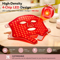 Masque facial LED en silicone flexible avec mentonnière, 4 longueurs d'onde, 360 puces, thérapie par lumière rouge pour le soin de l'acné, appareil de beauté anti-âge