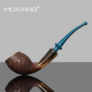 Muxiang Handmade Tulip Shape Pipe Sandalwood Briarwood Freestyle Traditional Filter Horn Grass Men Smoking Pipe - Product Image 2