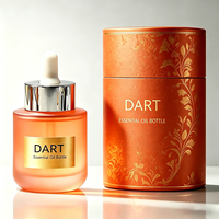 Flacon compte-gouttes rond élégant de 20/30 ml en verre dépoli marron avec base épaisse, flacon cosmétique avec emballage personnalisé pour les cheveux et les huiles essentielles