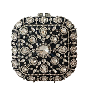 Bolso de mano cuadrado de cristal delicado para mujer, con pedrería brillante, para novia, fiesta, invitada, cóctel - Product Image 3