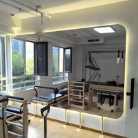 Miroir de Maquillage Mural LED à Intensité Réglable Personnalisé pour Yoga, avec Interrupteur Tactile, Design Art Déco, pour Salle de Sport et Studio