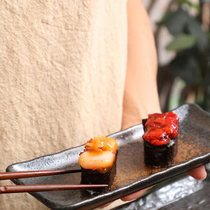 Assiette en céramique japonaise en forme <span class=keywords><strong>de</strong></span> bâtonnet <span class=keywords><strong>de</strong></span> sushi, multi-usages, créative, pour la cuisine, vaisselle rectangulaire plate pour restaurant - Product Image 6