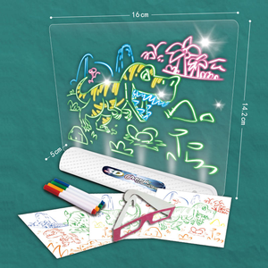 Set di Pittura con Linee Colorate, Giocattolo per Bambini, Piccolo Lavagna Magica Fluorescente 3D Cancellabile con Dinosauri - Product Image 3